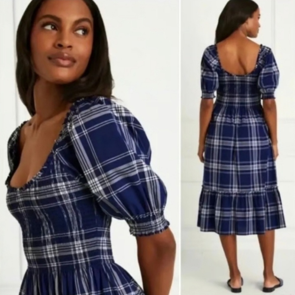 Hill House The Louisa Nap Dress In Navy Plaid